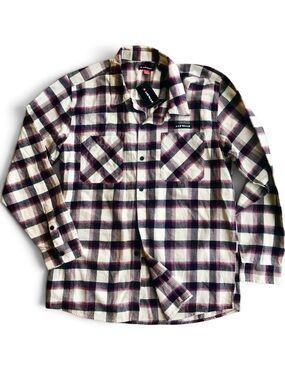 NWT Airwalk Men's Flannel Shirt 100% Cotton XL Cream Cosmos Plaid